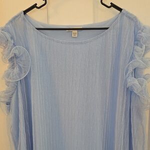 Moyuru Sky Blue Ruffled Blouse